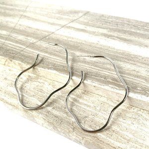 New ~ Anthropologie Wavy Silver Hoop Earrings